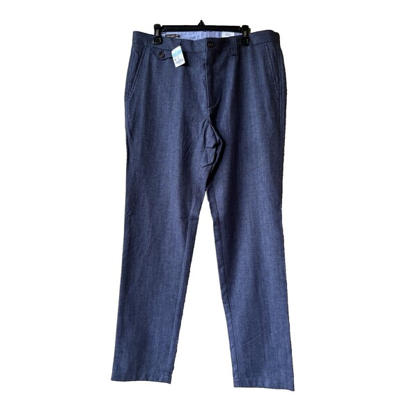 J.McLaughlin mens Wesley Trouser Pants size 36 Navy Blue Wool Cotton Blend 36x34